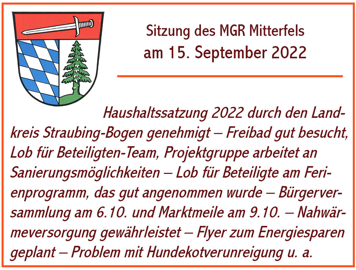 2022 09 15 MGR Sitzung Mitterfels