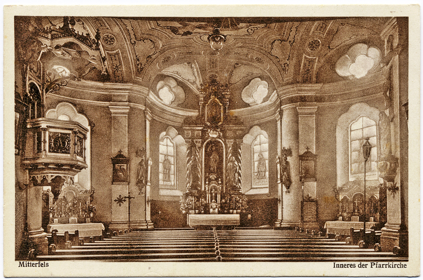 68 02 F 0003 Mitterf Inneres der Pfarrk 30er St G Slg Jakob w