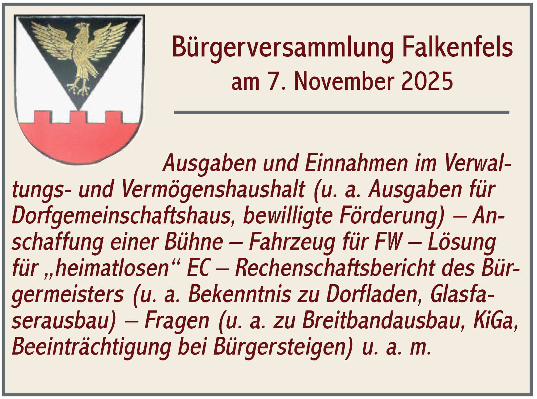 GR Sitzung Falkenfels 2025 11 07