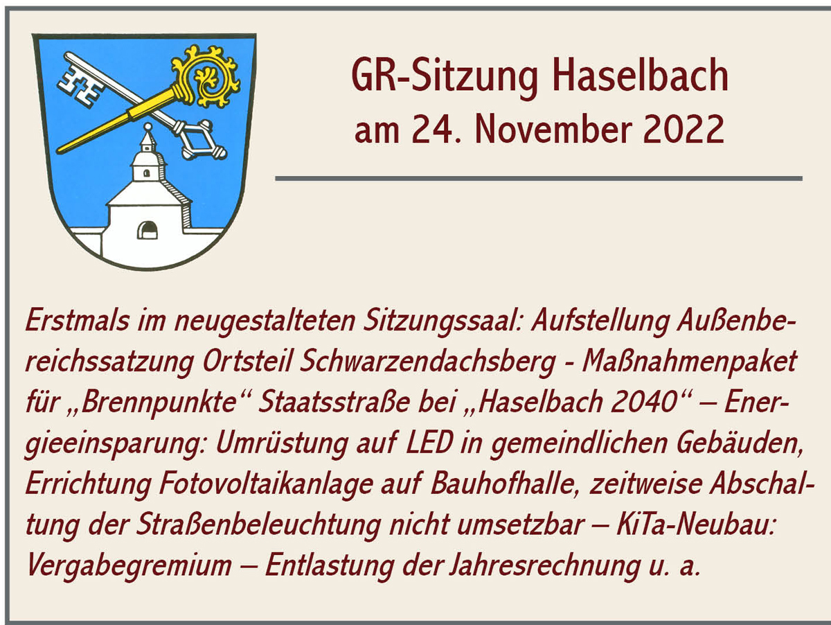 GR Sitzung Haselbach 2022 11 24