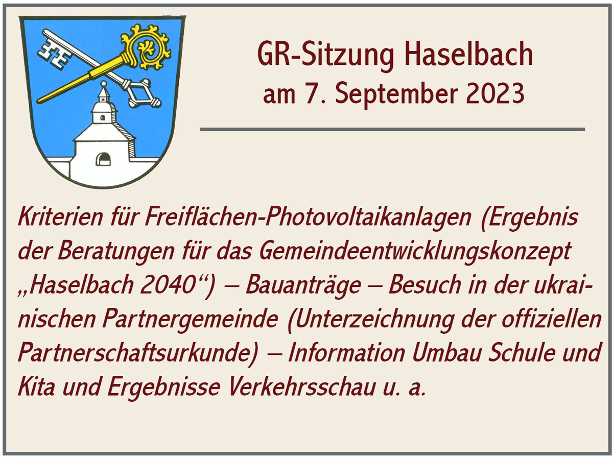 GR Sitzung Haselbach 2023 09 07