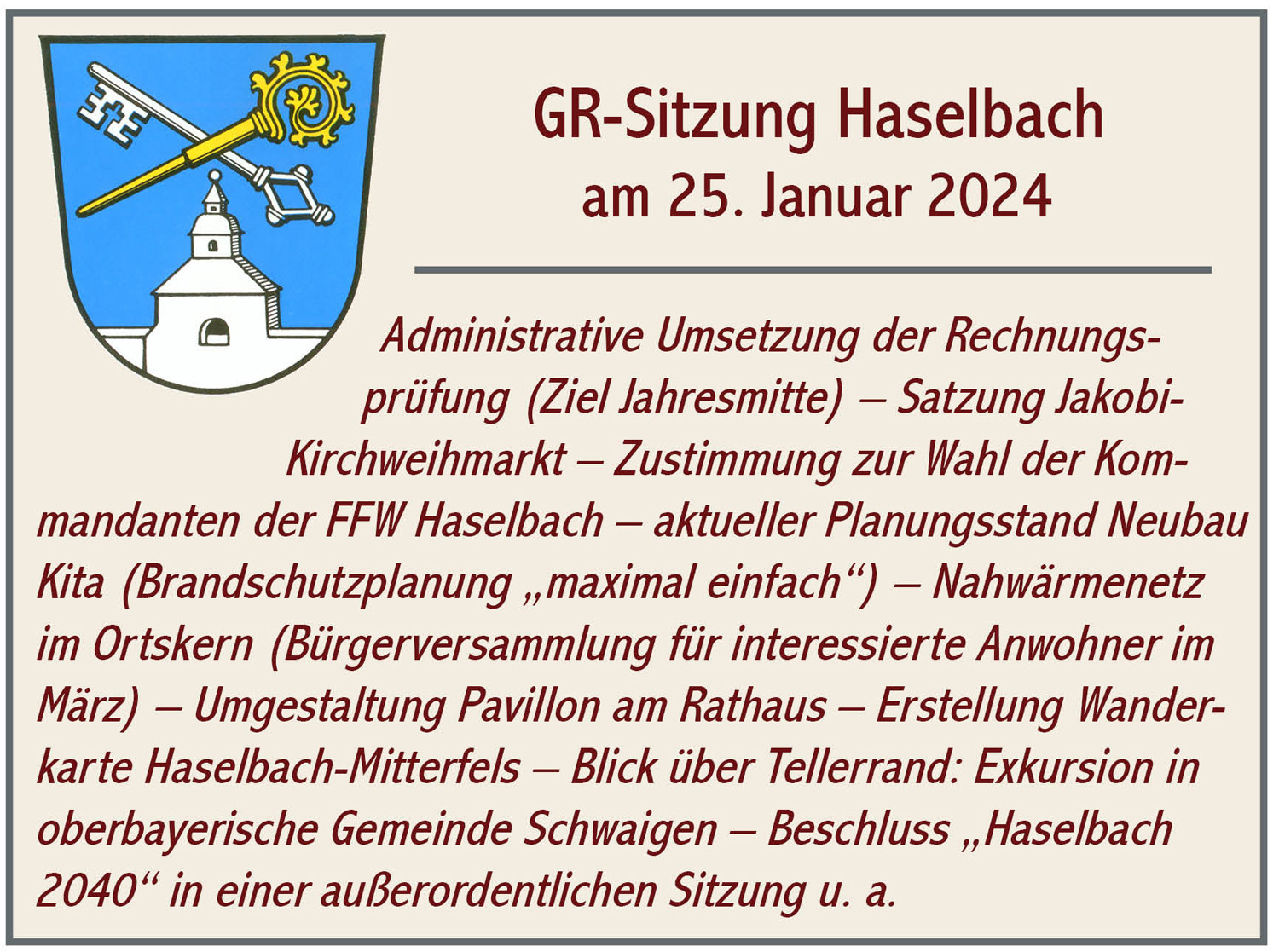 GR Sitzung Haselbach 2024 01 25